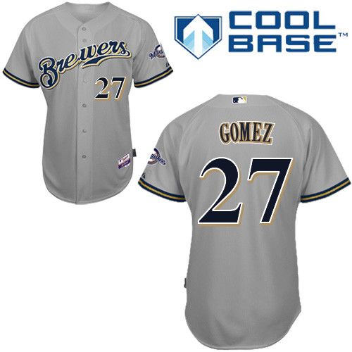 Carlos Gomez #27 MLB Jersey-Milwaukee Brewers Men's Authentic Road Gray Cool Base Baseball Jersey